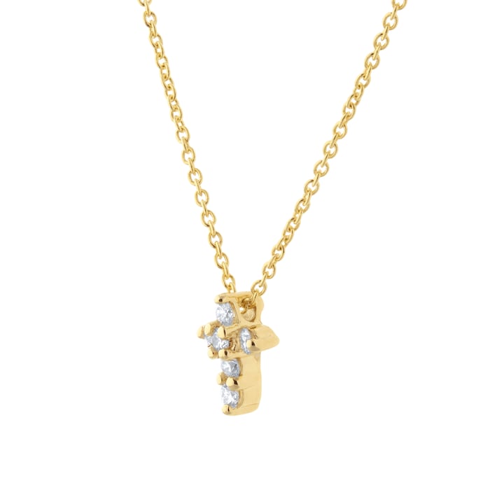 Roberto Coin Tiny Treasures 18ct Yellow Gold 0.11ct Diamond Cross Necklace
