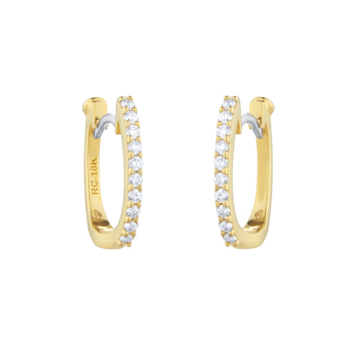 Roberto Coin Perfect Diamond Hoop® 18ct Yellow Gold 0.20ct Diamond Huggie Hoop Earrings