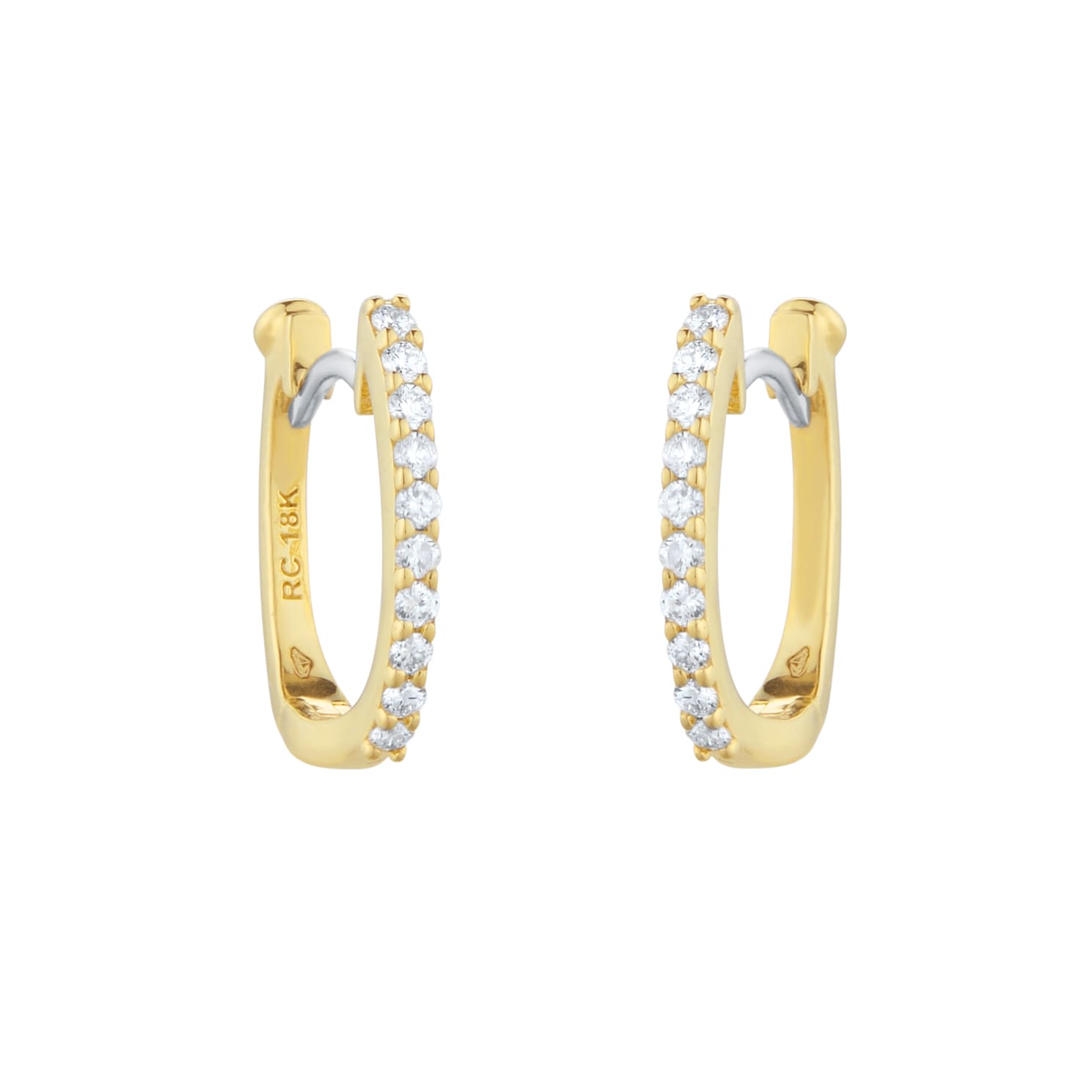 Roberto Coin Perfect Diamond Hoop® 18ct Yellow Gold 0.20ct Diamond Huggie Hoop Earrings