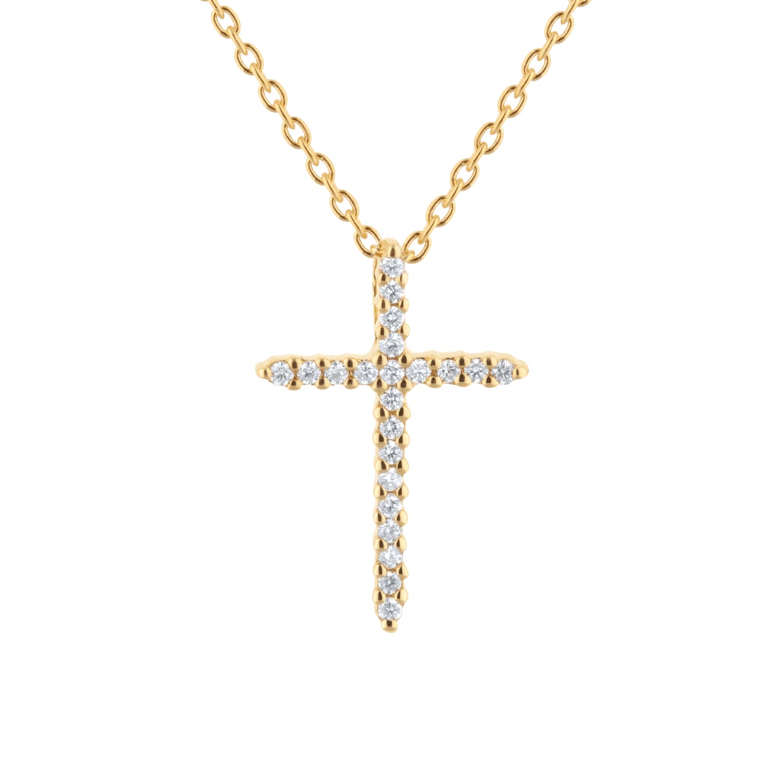 Roberto Coin Tiny Treasures 18ct Yellow Gold 0.10ct Diamond Cross Necklace Roberto Coin Tiny Treasures 18ct Yellow Gold 0.10ct Diamond Cross Necklace