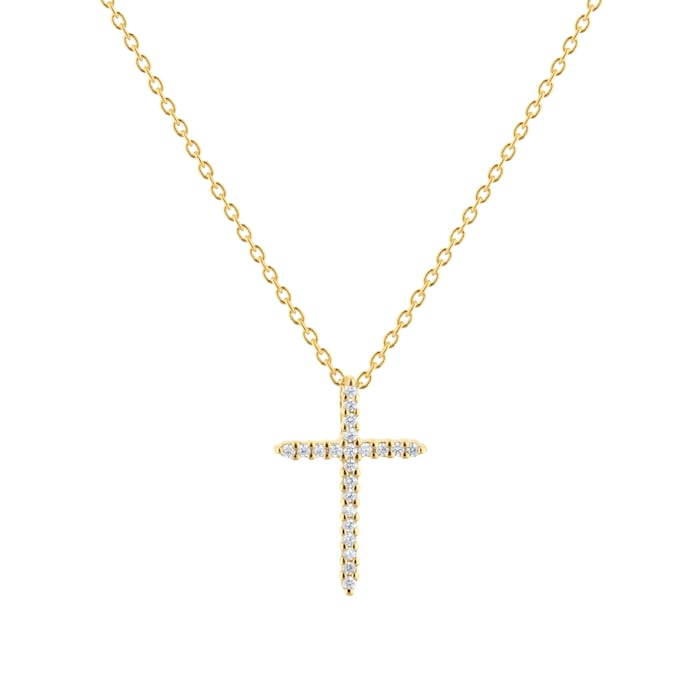 Roberto Coin Tiny Treasures 18ct Yellow Gold 0.10ct Diamond Cross Necklace