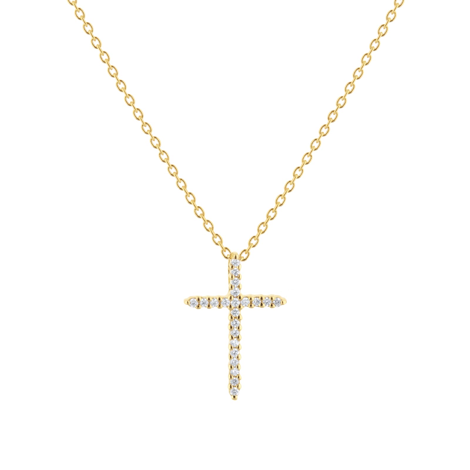 Roberto Coin Tiny Treasures 18ct Yellow Gold 0.10ct Diamond Cross Necklace