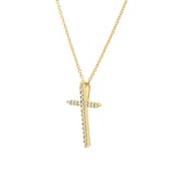 Roberto Coin Tiny Treasures 18ct Yellow Gold 0.10ct Diamond Cross Necklace