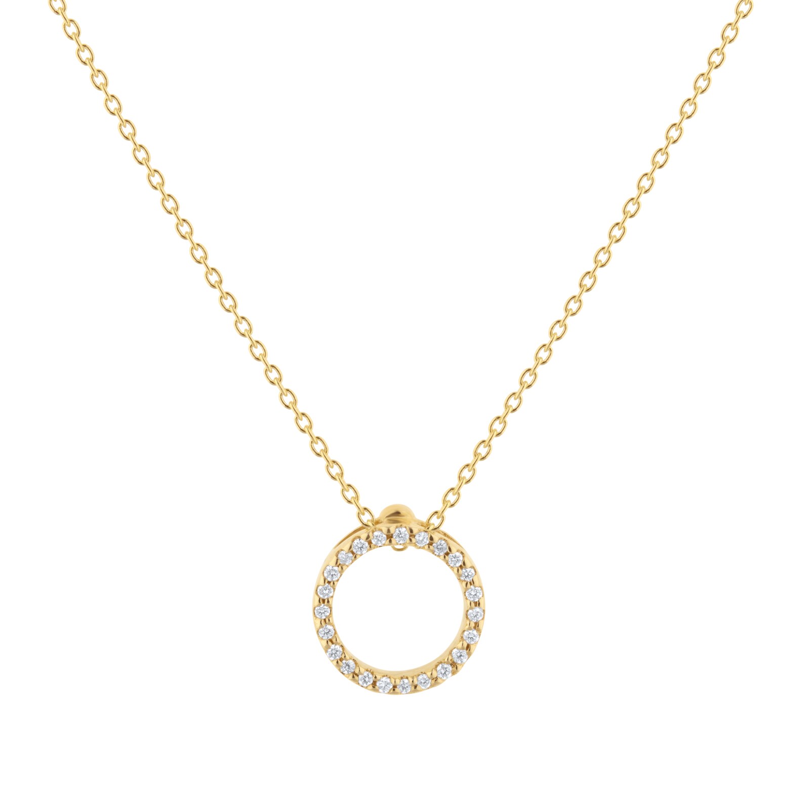Roberto Coin Tiny Treasures 18ct Yellow Gold 0.09ct Diamond Small Circle Pendant Necklace
