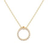 Roberto Coin Tiny Treasures 18ct Yellow Gold 0.09ct Diamond Small Circle Pendant Necklace