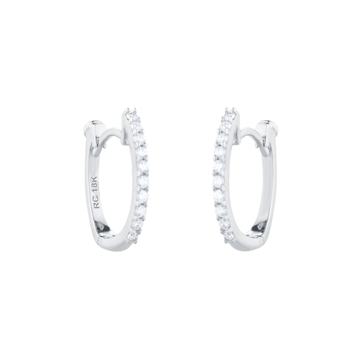 Roberto Coin The Perfect Diamond Hoop® 18ct White Gold 0.20ct Diamond Huggie Hoop Earrings