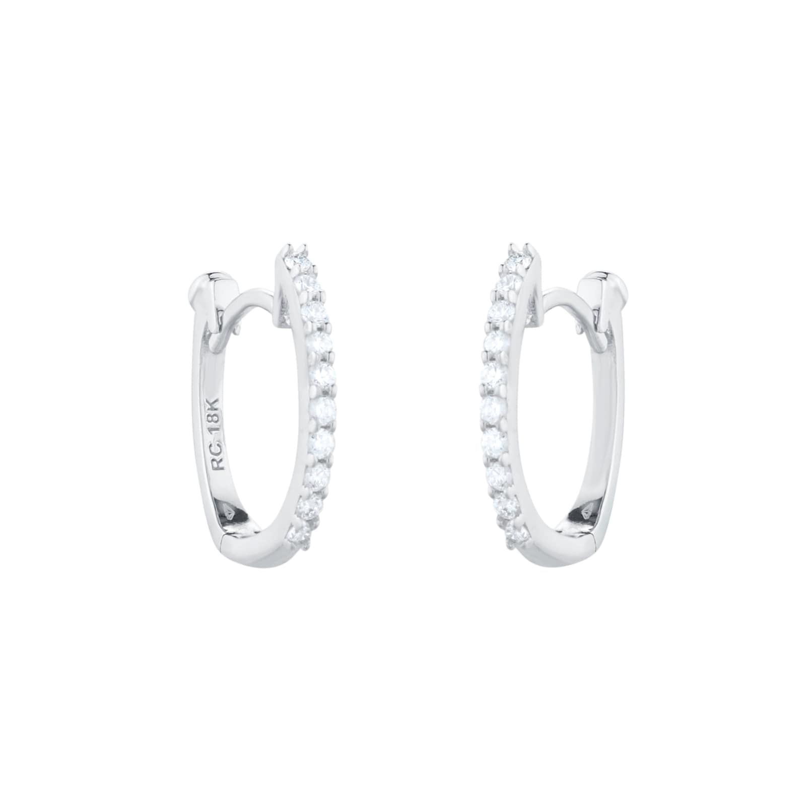 Roberto Coin The Perfect Diamond Hoop® 18ct White Gold 0.20ct Diamond Huggie Hoop Earrings