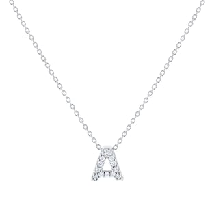 Roberto Coin Tiny Treasures 18ct White Gold 0.06ct Love Letter A Necklace