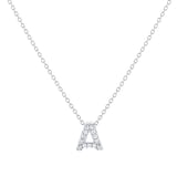 Roberto Coin Tiny Treasures 18ct White Gold 0.06ct Love Letter A Necklace