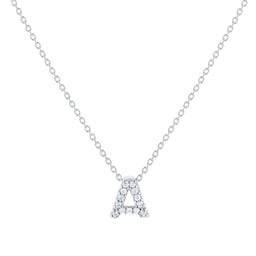 37050101 - Tiny Treasures 18ct White Gold 0.06ct Love Letter A Necklace