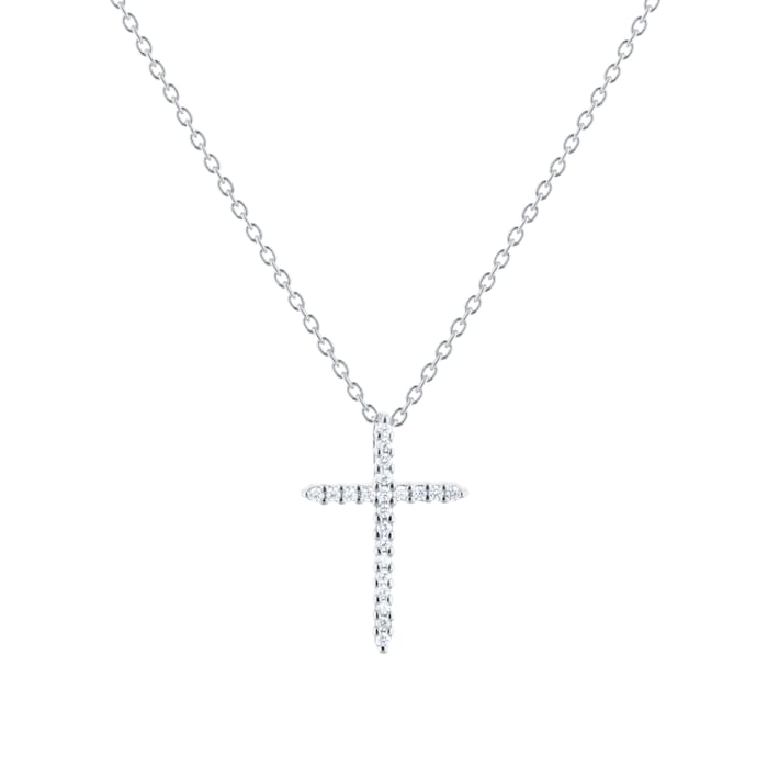 Roberto Coin Tiny Treasures 18ct White Gold 0.10ct Diamond Cross Necklace