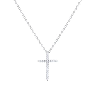 Roberto Coin Tiny Treasures 18ct White Gold 0.10ct Diamond Cross Necklace