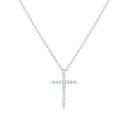 37050103 - Tiny Treasures 18ct White Gold 0.10ct Diamond Cross Necklace