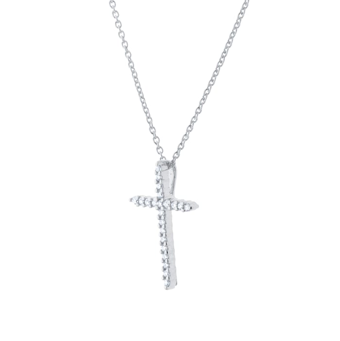 Roberto Coin Tiny Treasures 18ct White Gold 0.10ct Diamond Cross Necklace