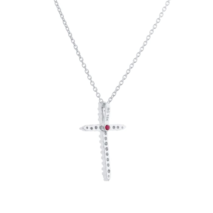 Roberto Coin Tiny Treasures 18ct White Gold 0.10ct Diamond Cross Necklace