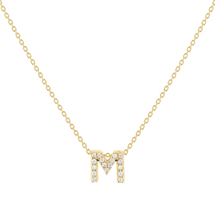 Roberto Coin Tiny Treasures 18ct Yellow Gold 0.08ct Love Letter M Necklace
