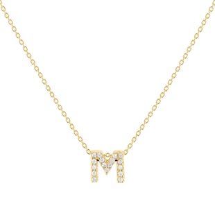 Roberto Coin Tiny Treasures 18ct Yellow Gold 0.08ct Love Letter M Necklace