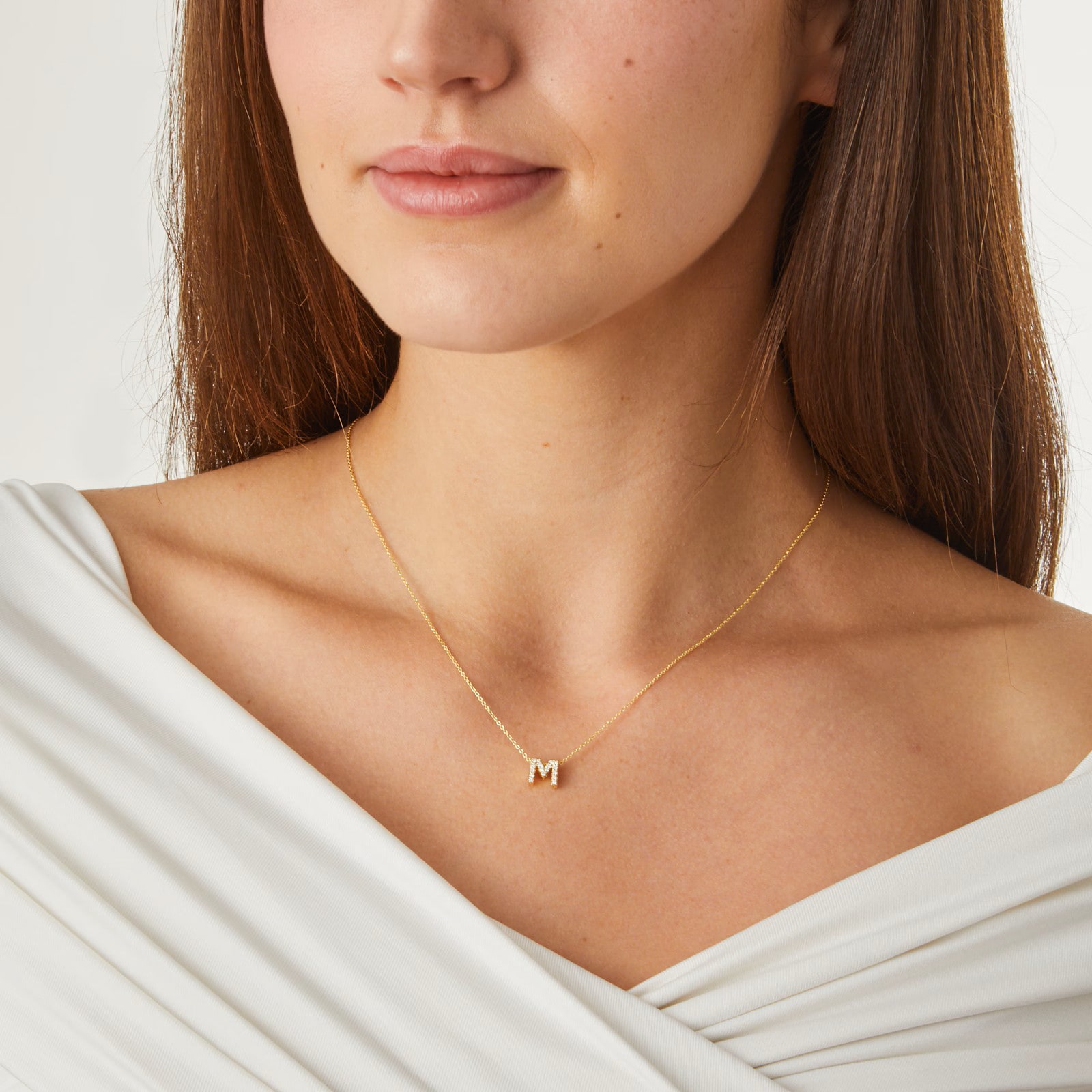 Roberto Coin Tiny Treasures 18ct Yellow Gold 0.08ct Love Letter M Necklace Roberto Coin Tiny Treasures 18ct Yellow Gold 0.08ct Love Letter M Necklace