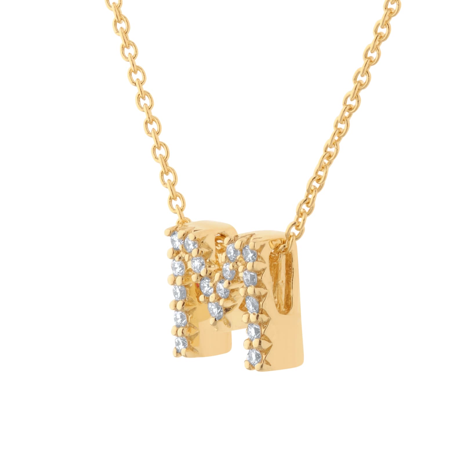 Roberto Coin Tiny Treasures 18ct Yellow Gold 0.08ct Love Letter M Necklace Roberto Coin Tiny Treasures 18ct Yellow Gold 0.08ct Love Letter M Necklace