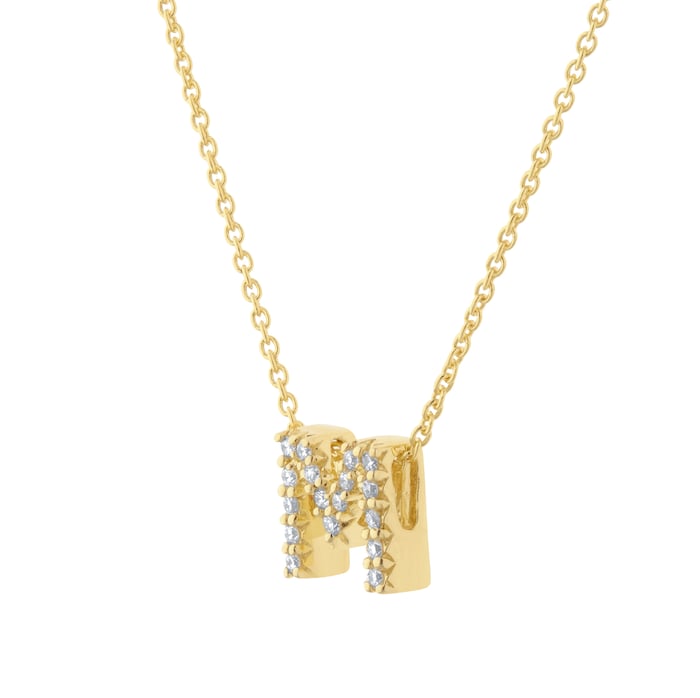 Roberto Coin Tiny Treasures 18ct Yellow Gold 0.08ct Love Letter M Necklace