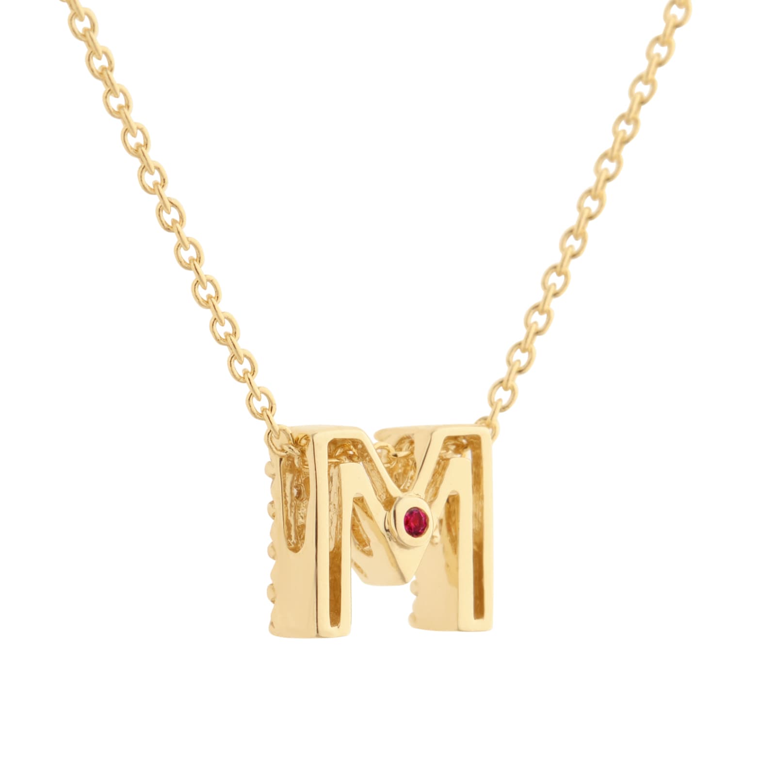 Roberto Coin Tiny Treasures 18ct Yellow Gold 0.08ct Love Letter M Necklace Roberto Coin Tiny Treasures 18ct Yellow Gold 0.08ct Love Letter M Necklace