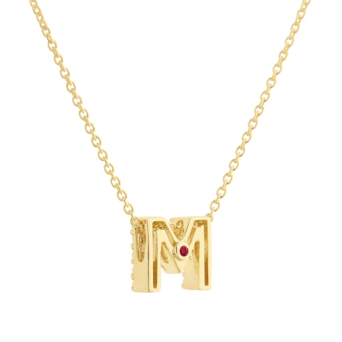 Roberto Coin Tiny Treasures 18ct Yellow Gold 0.08ct Love Letter M Necklace