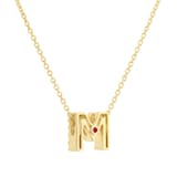 Roberto Coin Tiny Treasures 18ct Yellow Gold 0.08ct Love Letter M Necklace