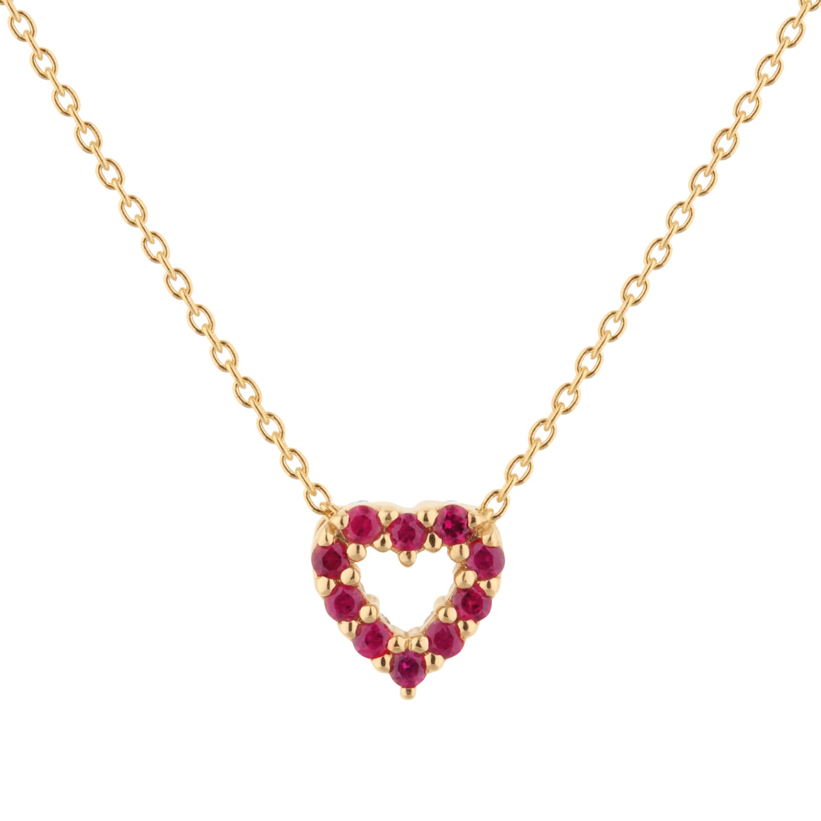 Roberto Coin Tiny Treasures 18ct Yellow Gold 0.10ct Diamond & 0.10ct Ruby Heart Necklace Roberto Coin Tiny Treasures 18ct Yellow Gold 0.10ct Diamond & 0.10ct Ruby Heart Necklace
