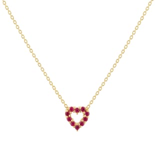 Roberto Coin Tiny Treasures 18ct Yellow Gold 0.10ct Diamond & 0.10ct Ruby Heart Necklace