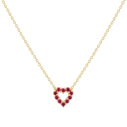 37050105 - Tiny Treasures 18ct Yellow Gold 0.10ct Diamond & 0.10ct Ruby Heart Necklace