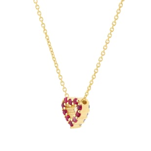 Roberto Coin Tiny Treasures 18ct Yellow Gold 0.10ct Diamond & 0.10ct Ruby Heart Necklace