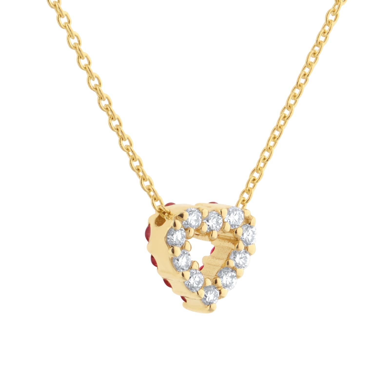 Roberto Coin Tiny Treasures 18ct Yellow Gold 0.10ct Diamond & 0.10ct Ruby Heart Necklace Roberto Coin Tiny Treasures 18ct Yellow Gold 0.10ct Diamond & 0.10ct Ruby Heart Necklace