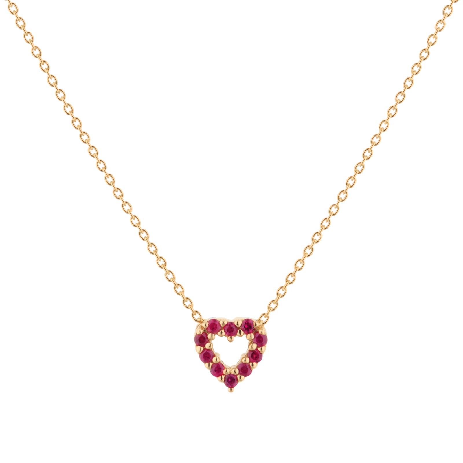 Roberto Coin Tiny Treasures 18ct Yellow Gold 0.10ct Diamond & 0.10ct Ruby Heart Necklace Roberto Coin Tiny Treasures 18ct Yellow Gold 0.10ct Diamond & 0.10ct Ruby Heart Necklace