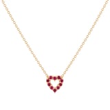 Roberto Coin Tiny Treasures 18ct Yellow Gold 0.10ct Diamond & 0.10ct Ruby Heart Necklace