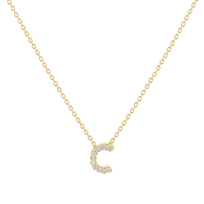 Roberto Coin Tiny Treasures 18ct Yellow Gold 0.05ct Love Letter C Necklace