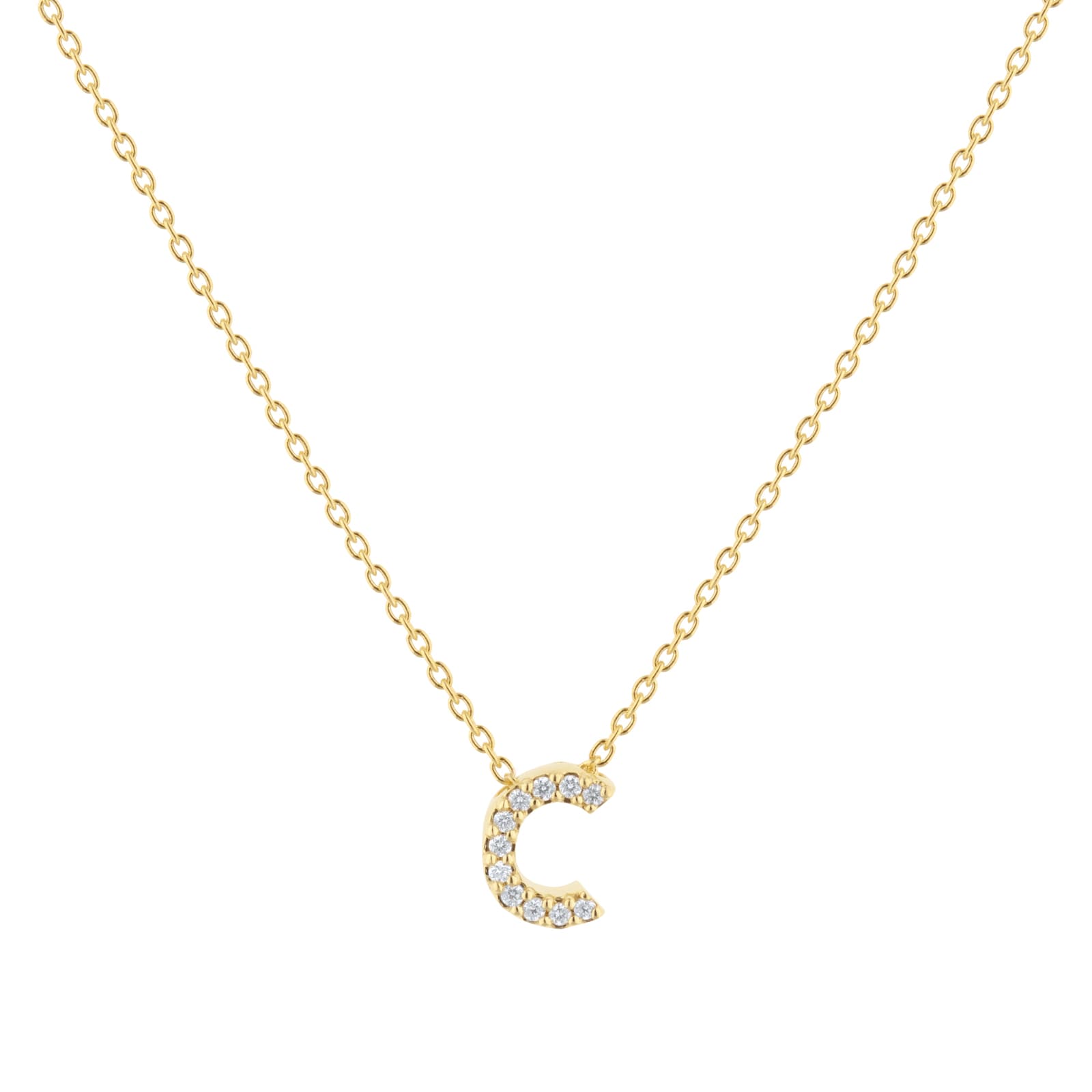 Roberto Coin Tiny Treasures 18ct Yellow Gold 0.05ct Love Letter C Necklace