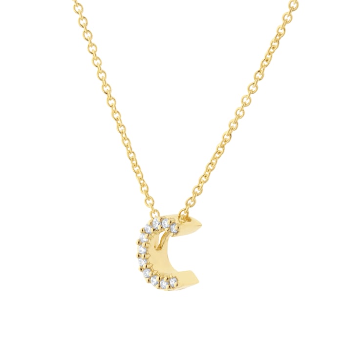 Roberto Coin Tiny Treasures 18ct Yellow Gold 0.05ct Love Letter C Necklace