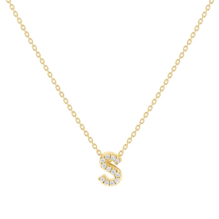 Roberto Coin Tiny Treasures 18ct Yellow Gold 0.05ct Love Letter S Necklace