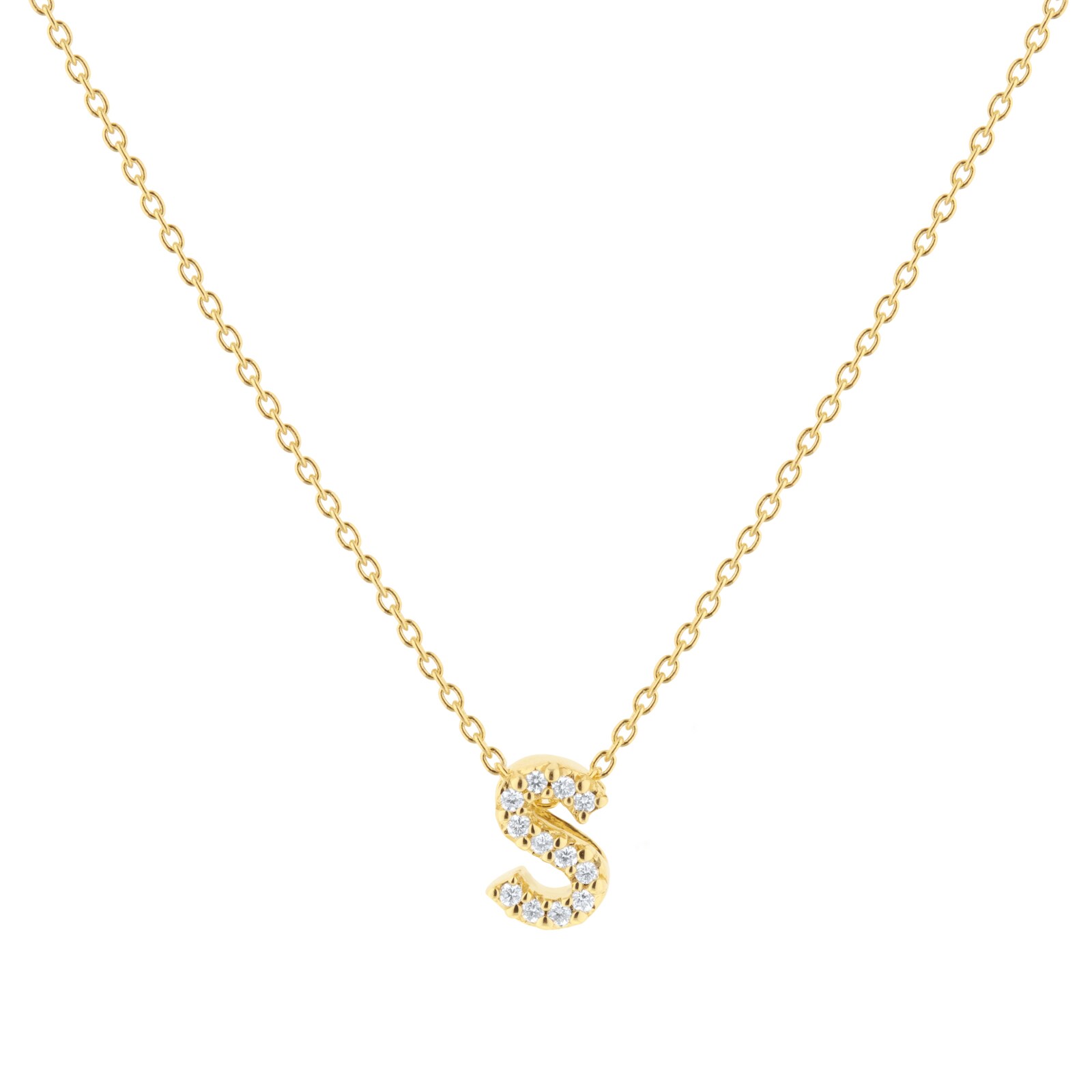 Roberto Coin Tiny Treasures 18ct Yellow Gold 0.05ct Love Letter S Necklace