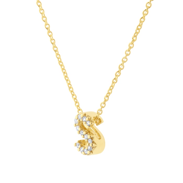 Roberto Coin Tiny Treasures 18ct Yellow Gold 0.05ct Love Letter S Necklace