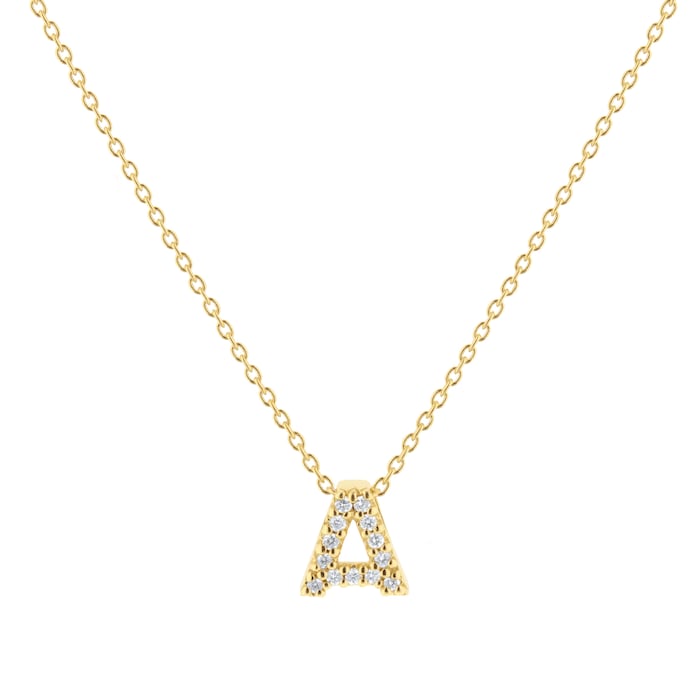 Roberto Coin Tiny Treasures 18ct Yellow Gold 0.06ct Love Letter A Necklace