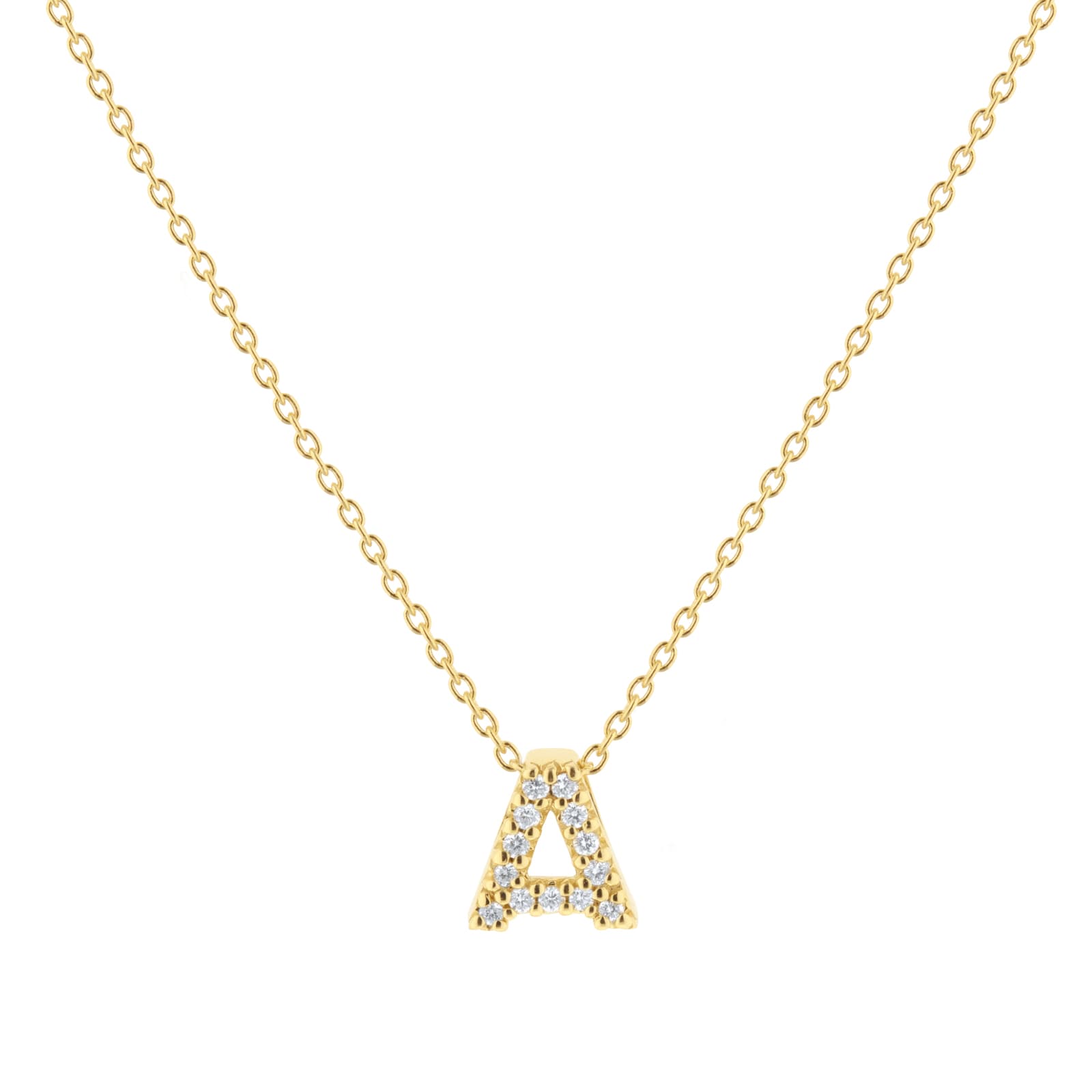 Roberto Coin Tiny Treasures 18ct Yellow Gold 0.06ct Love Letter A Necklace