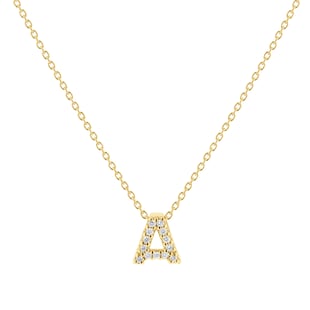 Roberto Coin Tiny Treasures 18ct Yellow Gold 0.06ct Love Letter A Necklace