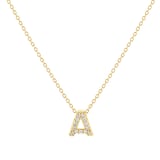 Roberto Coin Tiny Treasures 18ct Yellow Gold 0.06ct Love Letter A Necklace