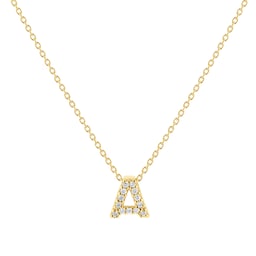 37050108 - Tiny Treasures 18ct Yellow Gold 0.06ct Love Letter A Necklace