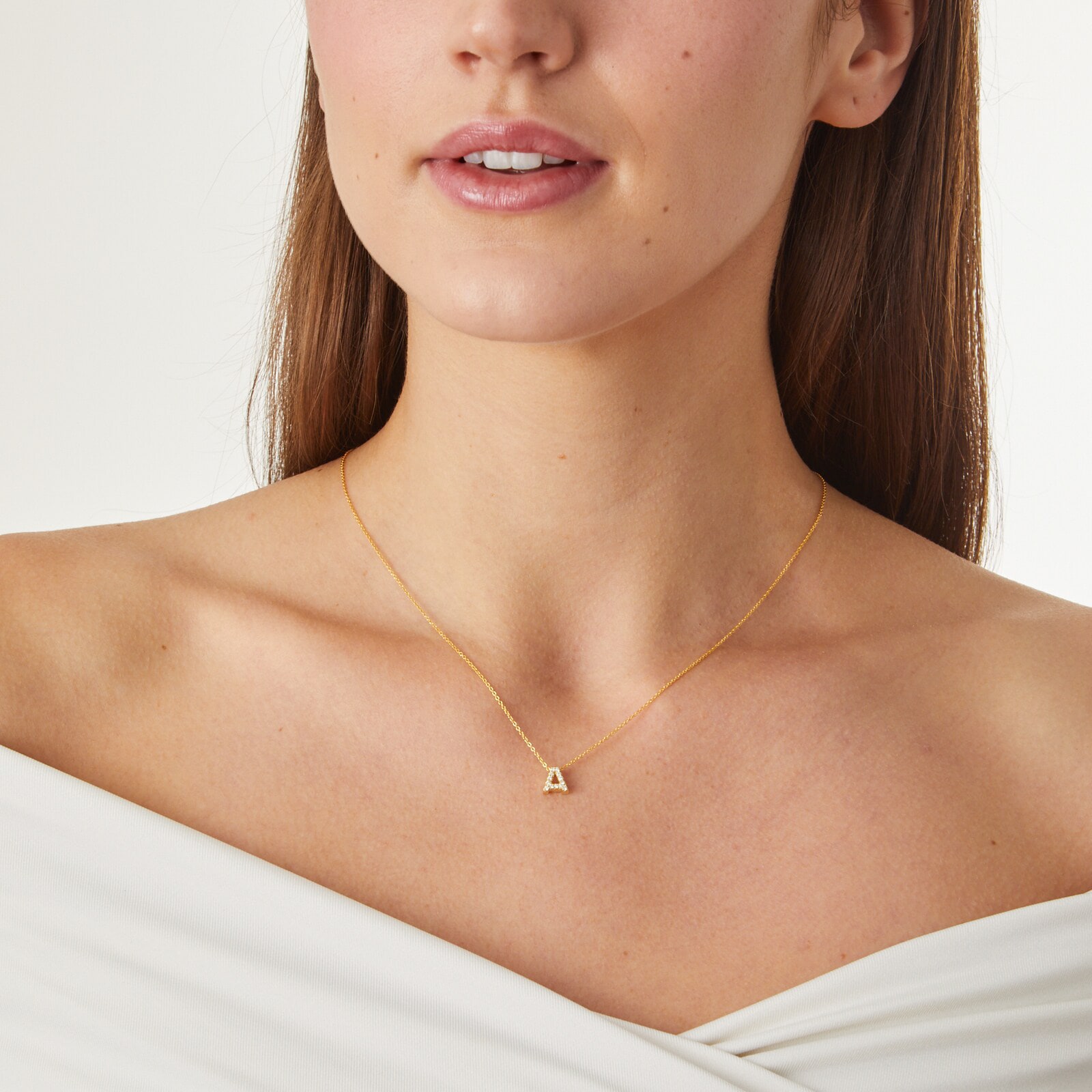 Roberto Coin Tiny Treasures 18ct Yellow Gold 0.06ct Love Letter A Necklace Roberto Coin Tiny Treasures 18ct Yellow Gold 0.06ct Love Letter A Necklace