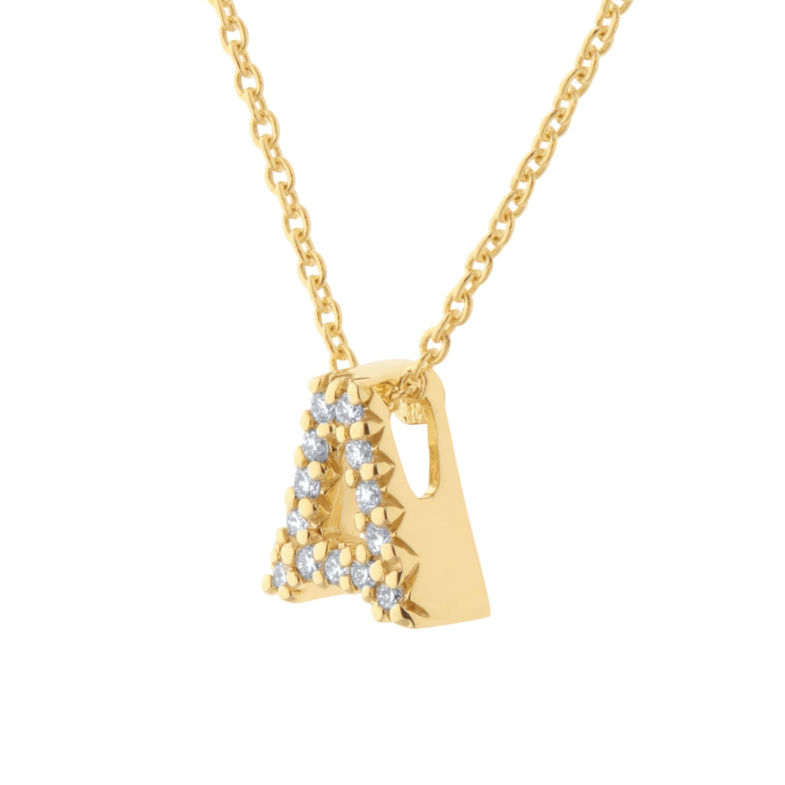 Roberto Coin Tiny Treasures 18ct Yellow Gold 0.06ct Love Letter A Necklace Roberto Coin Tiny Treasures 18ct Yellow Gold 0.06ct Love Letter A Necklace