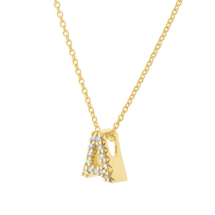Roberto Coin Tiny Treasures 18ct Yellow Gold 0.06ct Love Letter A Necklace