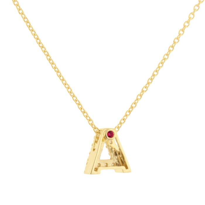 Roberto Coin Tiny Treasures 18ct Yellow Gold 0.06ct Love Letter A Necklace