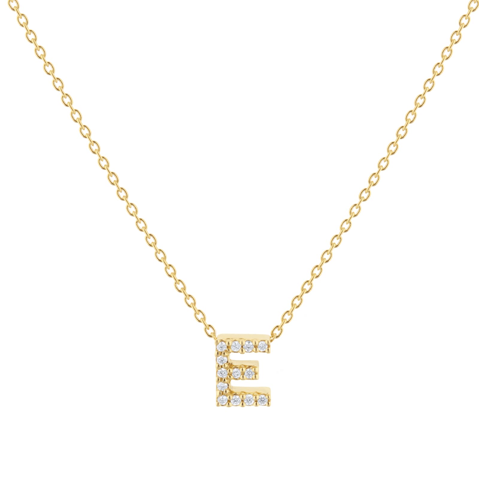Roberto Coin Tiny Treasures 18ct Yellow Gold 0.06ct Love Letter E Necklace